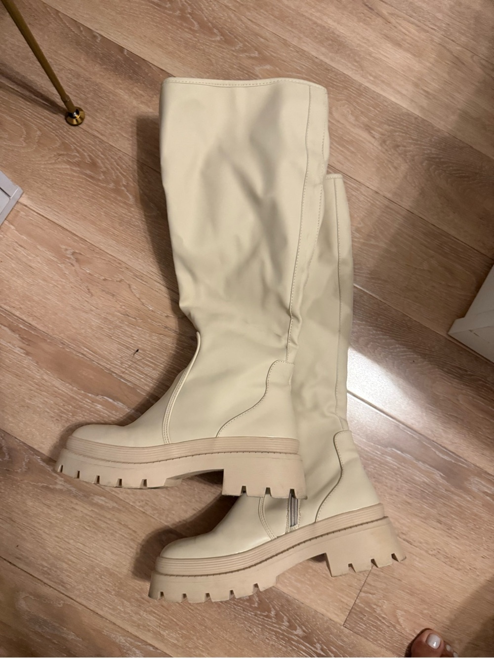 Women’s Tall Chunky Sole Knee-High Boots - Cream
